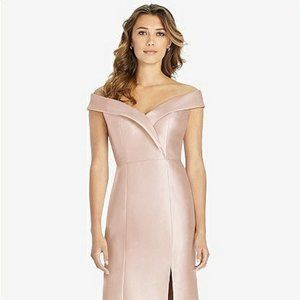 SAMPLE Dusty Rose Bridesmaid Dress, Champagne LEG SLIT! Sexy Elegant Mother